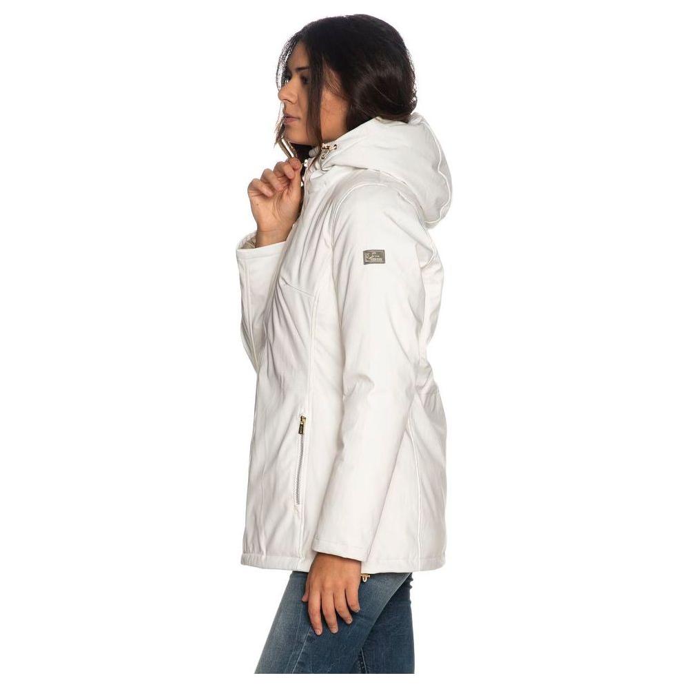 Yes Zee Chic White Hooded Down Jacket for Women