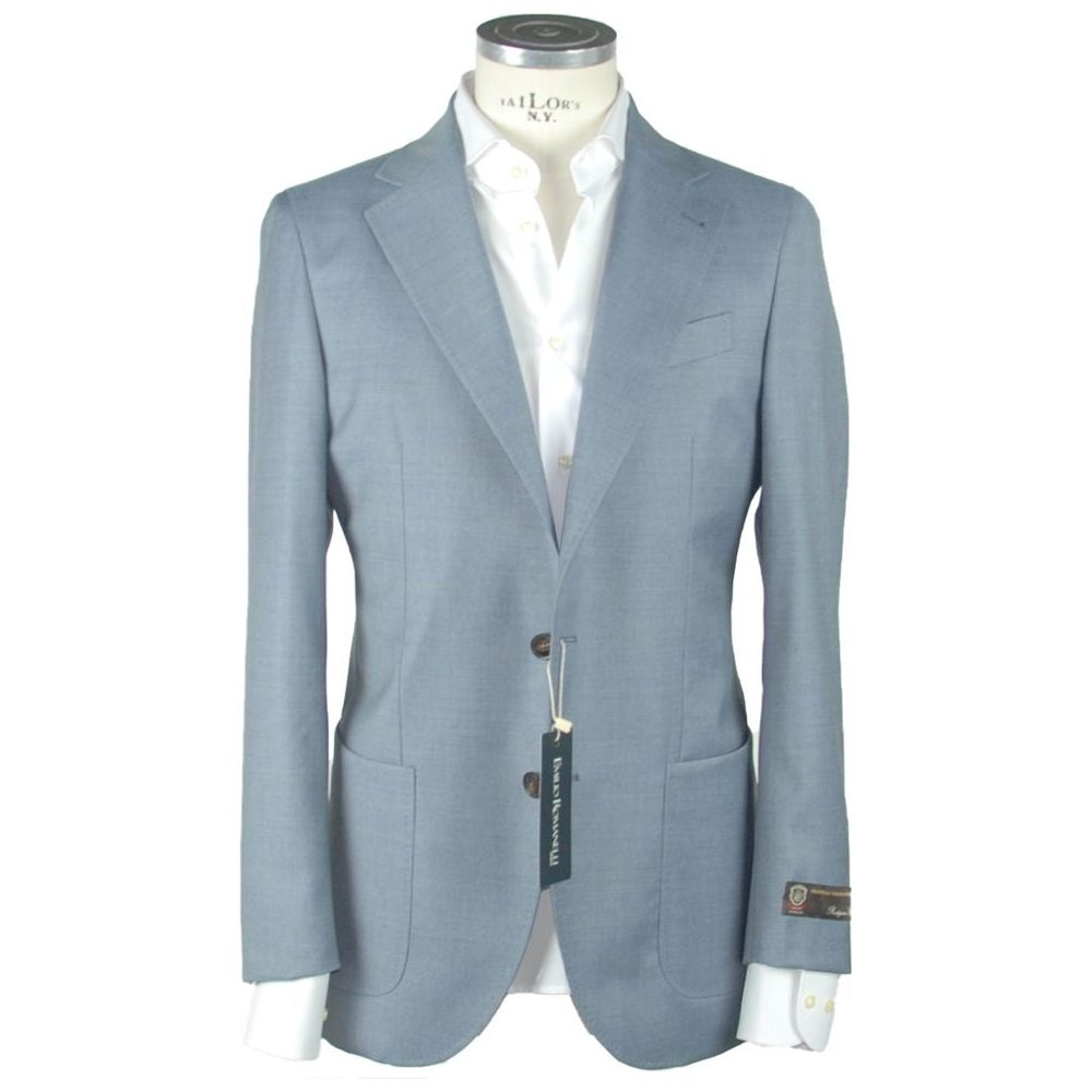 Emilio Romanelli Elegant Slim Light Blue Wool Blazer Emilio Romanelli