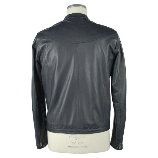 Emilio Romanelli Sapphire Elegance Leather Jacket Emilio Romanelli