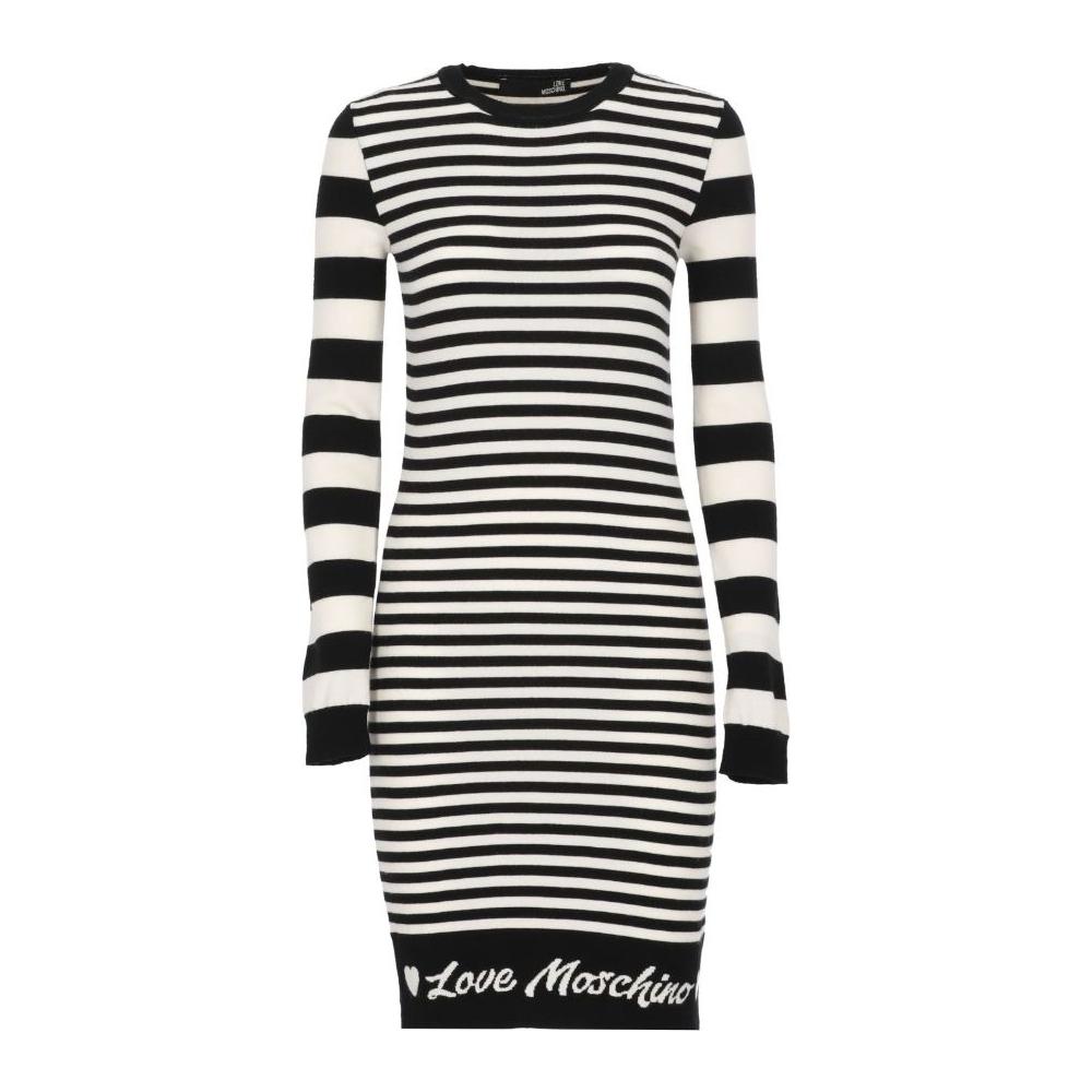 Love Moschino Elegant Striped Knit Dress with Long Sleeves Love Moschino