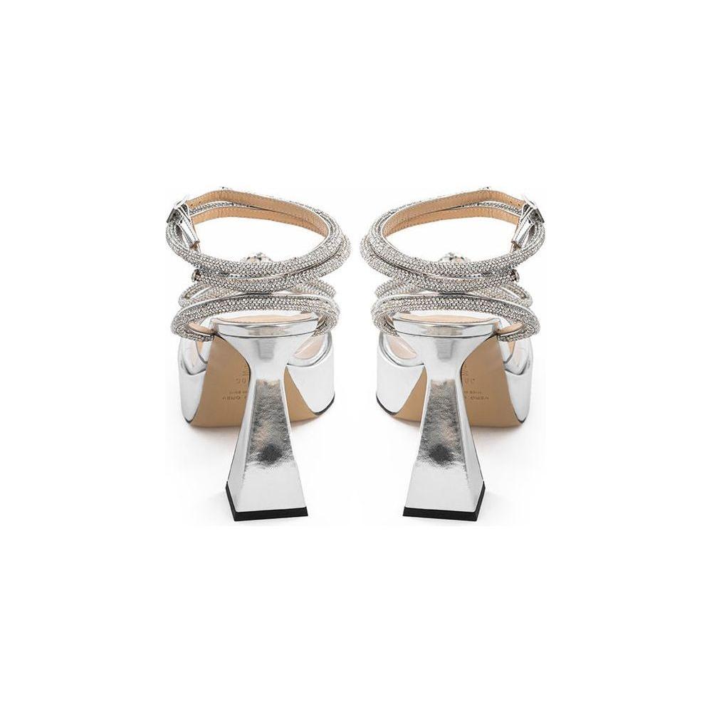 MACH & MACH Elegant Silver Leather Platforms MACH & MACH