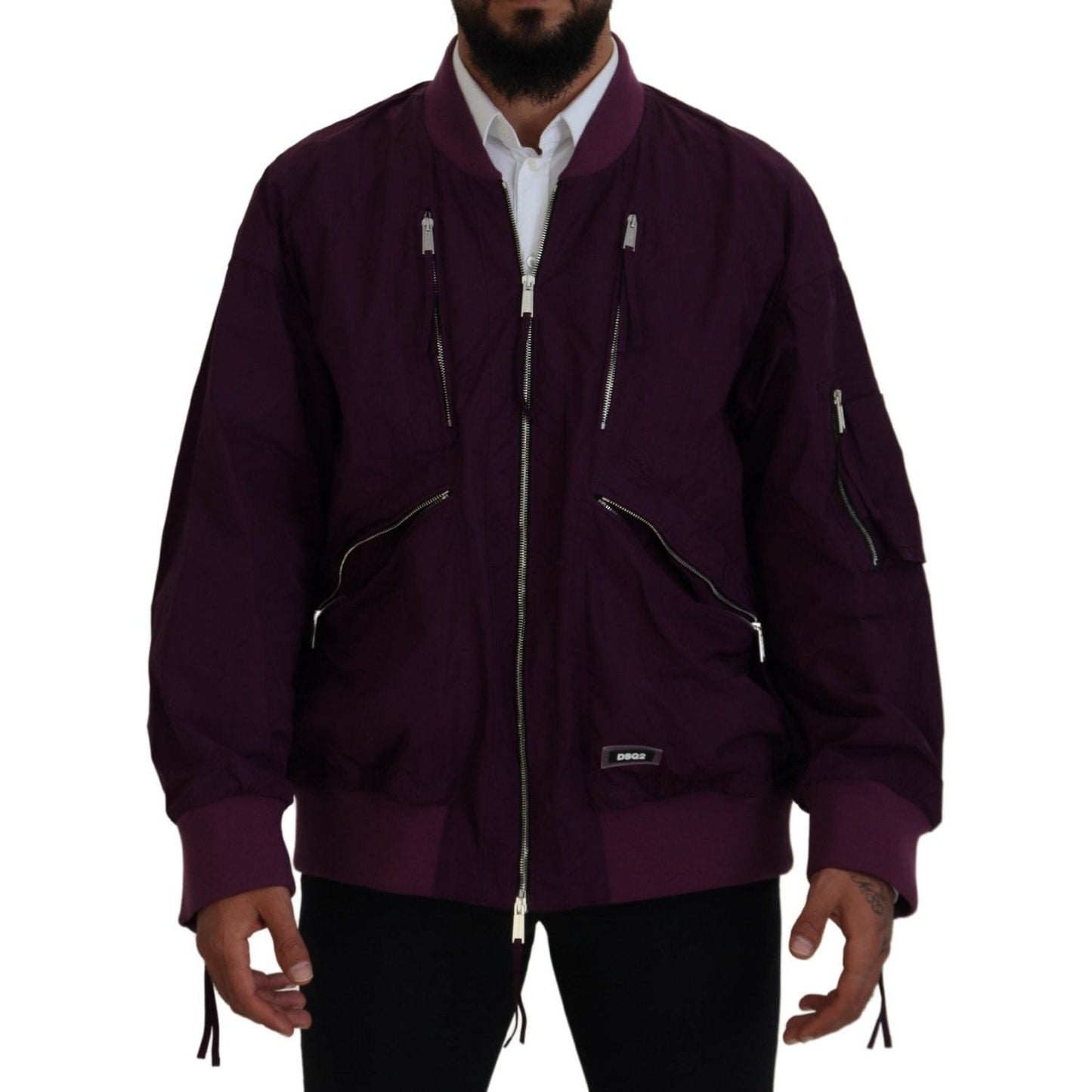 Dsquared² Purple Polyester Full Zipper Bomber Jacket Dsquared²