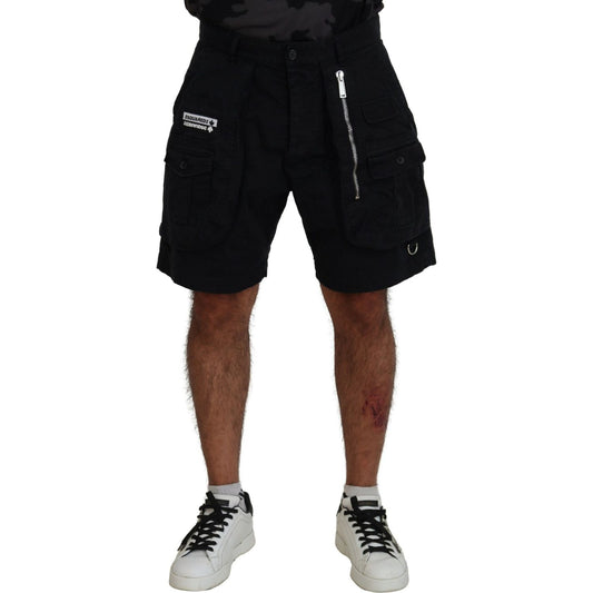 Dsquared² Black Cotton Cargo Boxer Above Knee Shorts Dsquared²