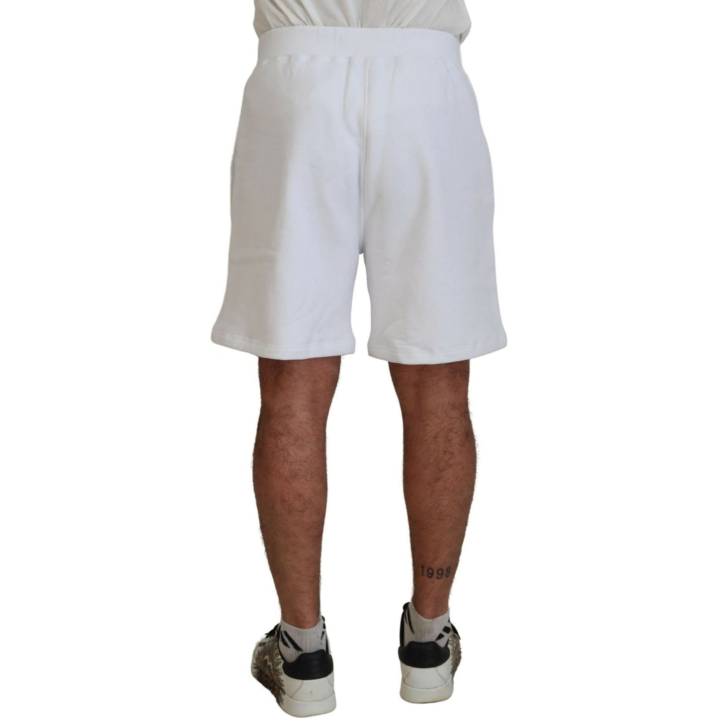 Dsquared² White Printed Pull On Men Casual Bermuda Shorts Dsquared²