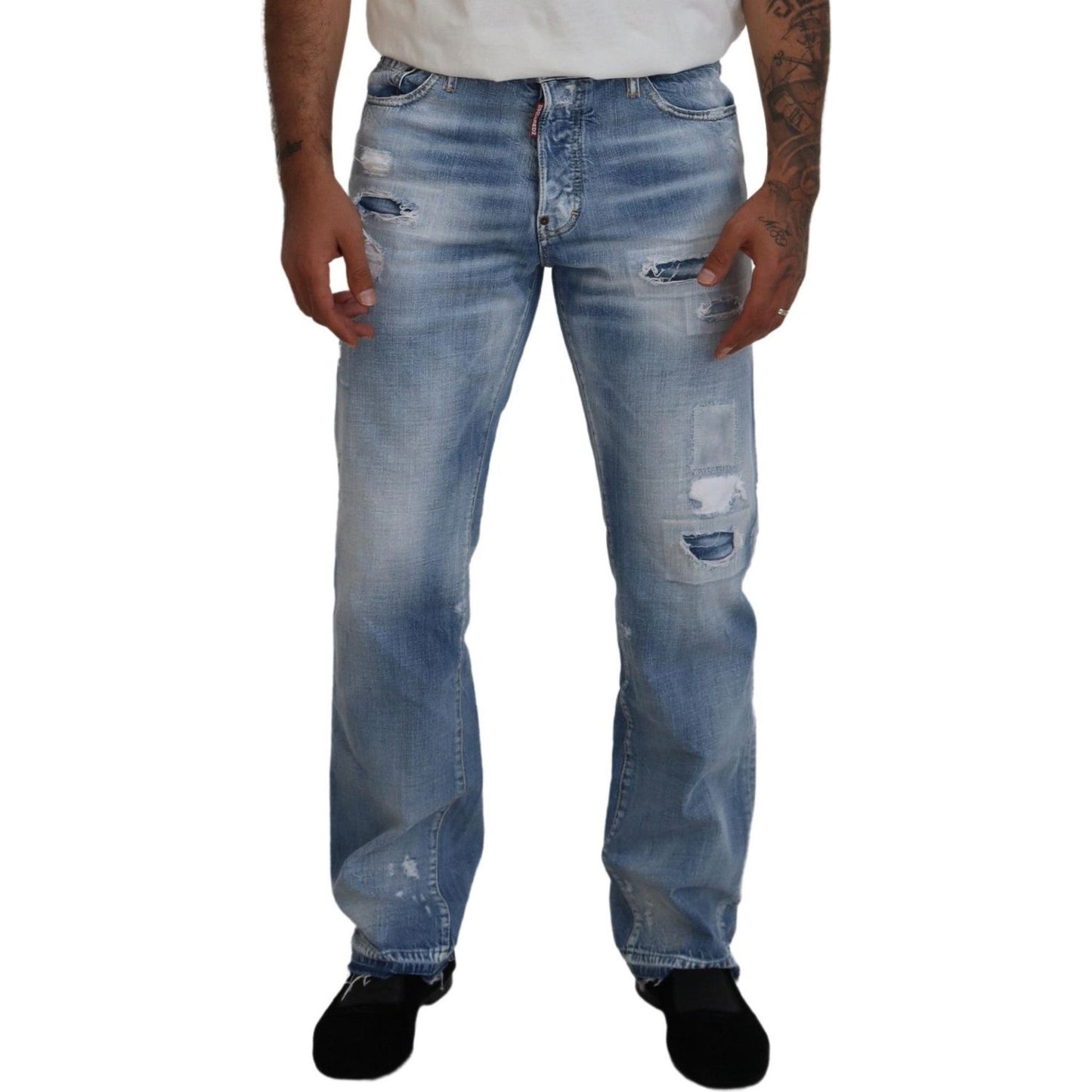 Dsquared² Blue Washed Straight Fit Men Casual Denim Jeans Dsquared²