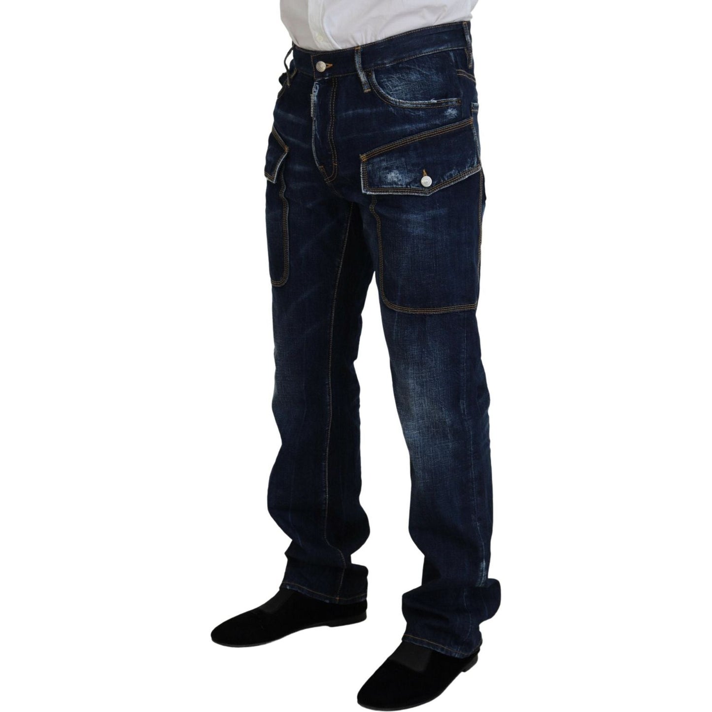 Dsquared² Blue Washed Cotton Cargo Casual Men Denim Jeans Dsquared²