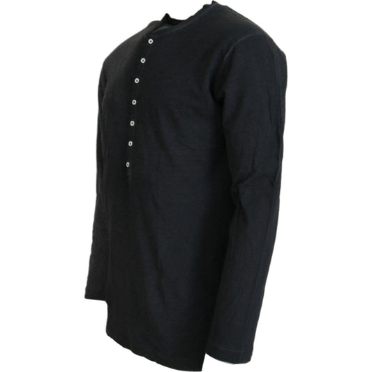 Dsquared² Black Cotton Linen Long Sleeves Pullover Sweater Dsquared²