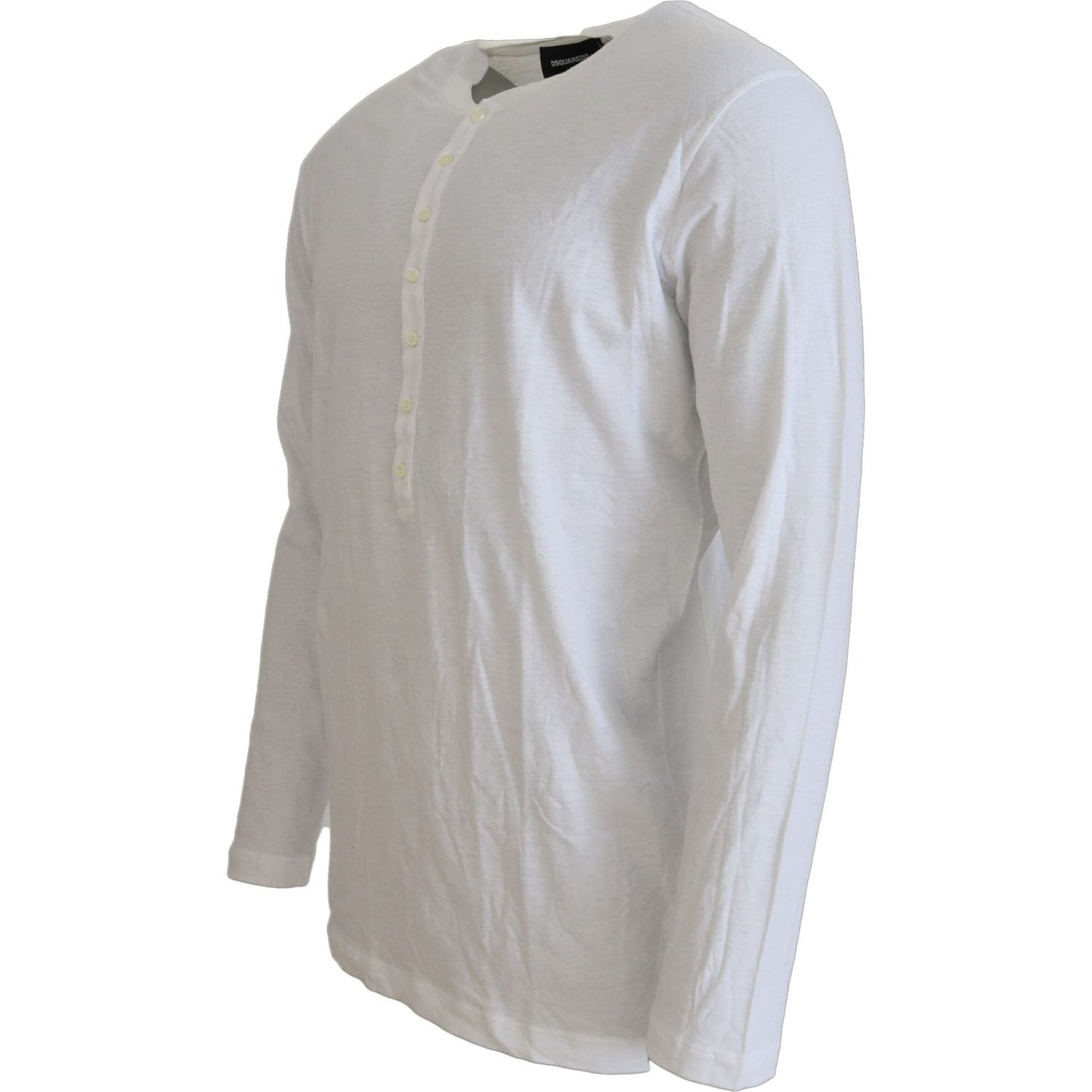 Dsquared² White Cotton Linen Long Sleeves Pullover Sweater Dsquared²