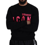 Dsquared² Black Printed Long Sleeves Pullover Sweater Dsquared² Black