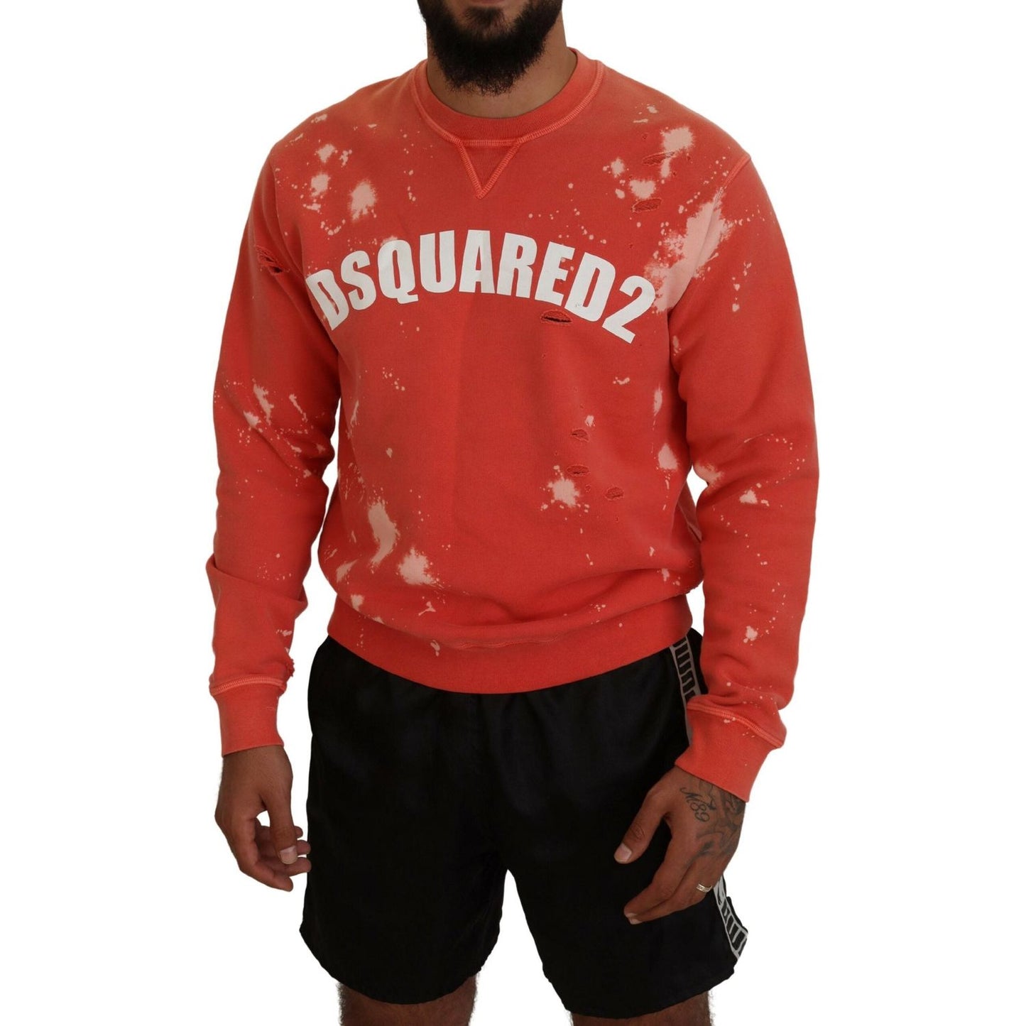 Dsquared² Orange Printed Long Sleeves Pullover Sweater Dsquared²