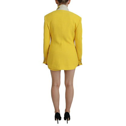 Dsquared² Yellow Peak Double Breasted Suit Blazer Short Set