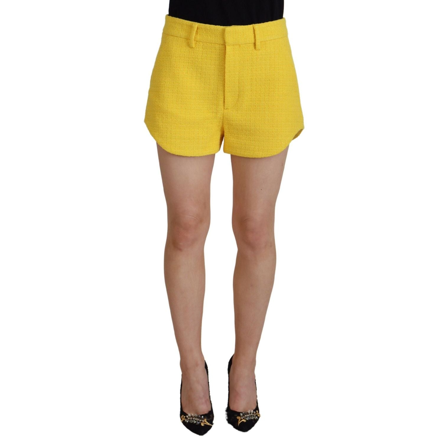 Dsquared² Yellow Peak Double Breasted Suit Blazer Short Set