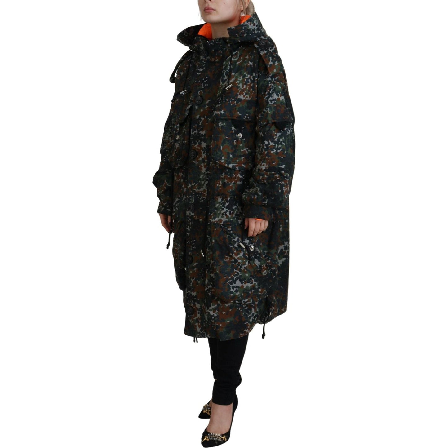 Dsquared² Green Hooded Goth Camouflage Print Parka Coat Jacket Dsquared²