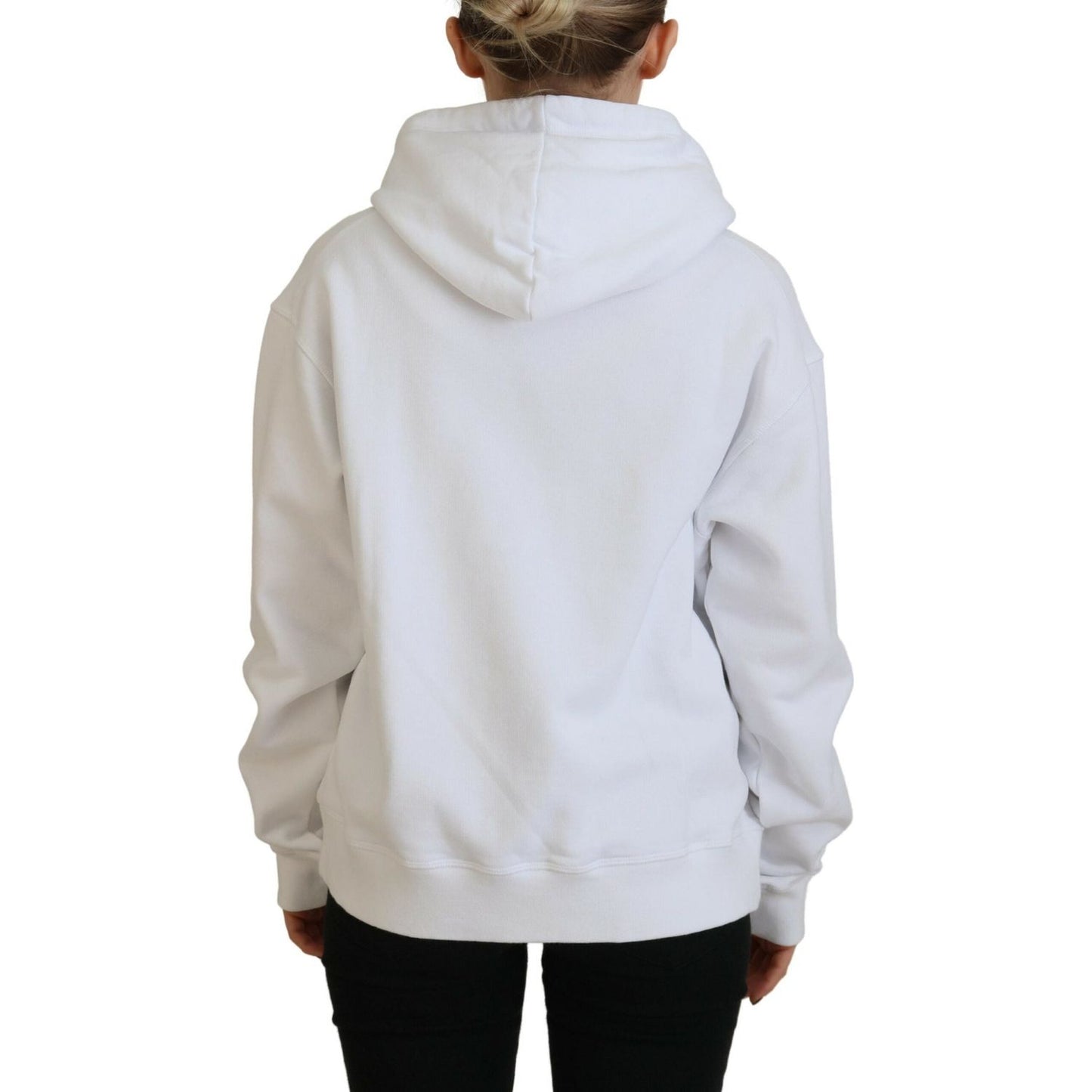 Dsquared² White Logo Patch Cotton Hoodie Sweatshirt Sweater Dsquared²