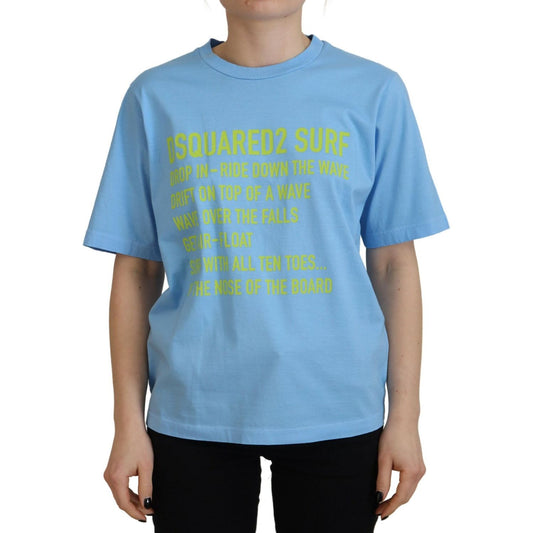 Dsquared² Blue Logo Print Cotton Crewneck Short Sleeve T-shirt Dsquared²