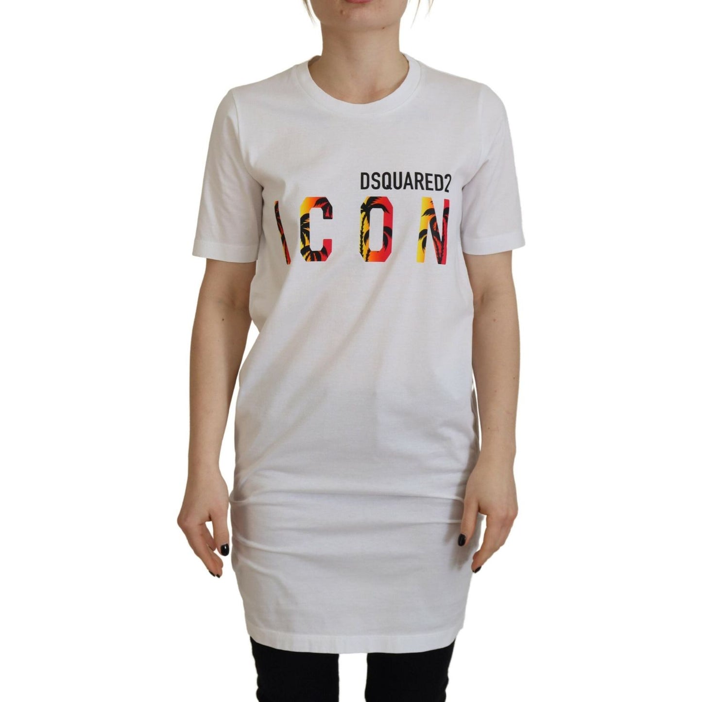 Dsquared² White Cotton Icon Logo Print Crewneck T-shirt Dsquared²