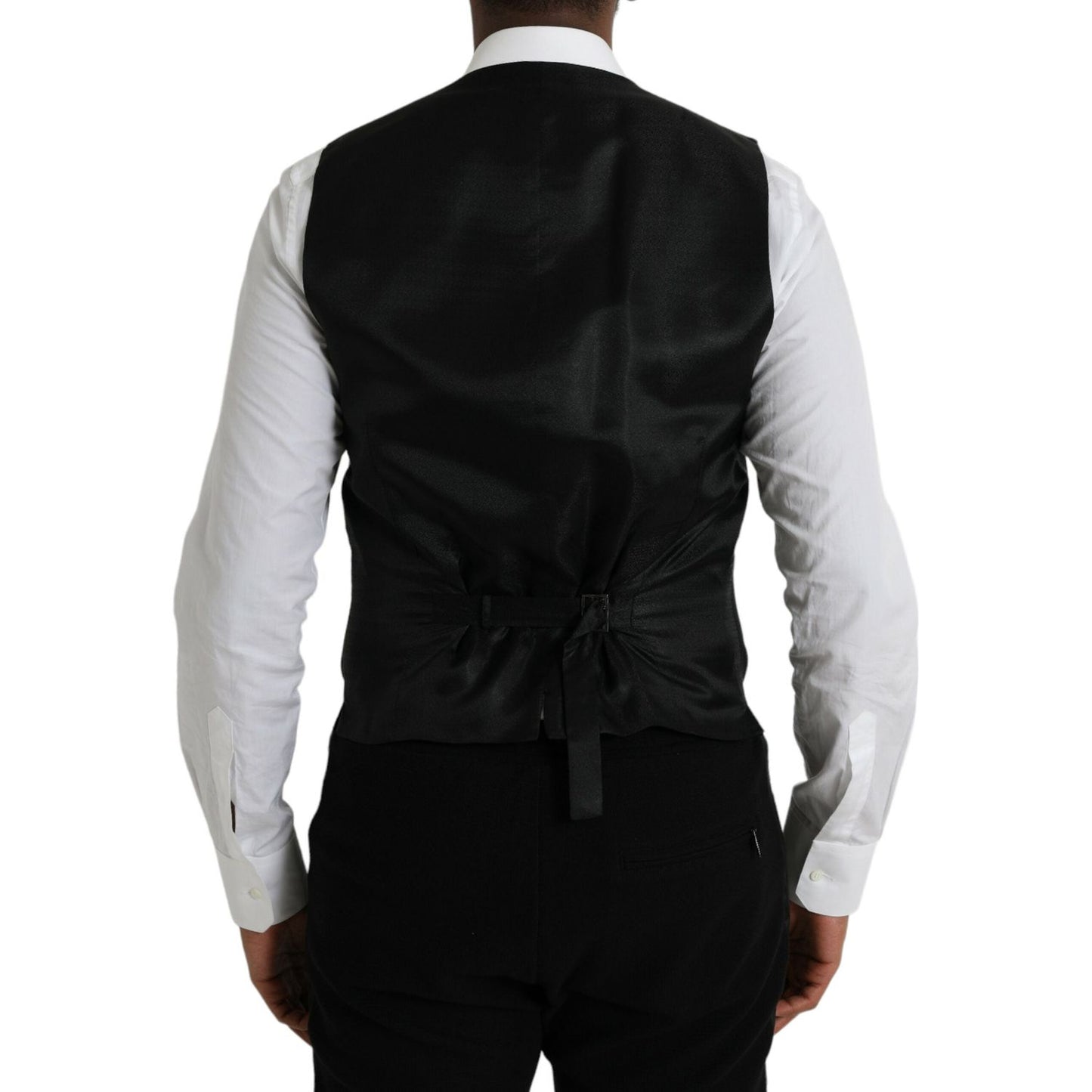 Dolce & Gabbana Black Wool Waistcoat Dress Formal Vest Dolce & Gabbana