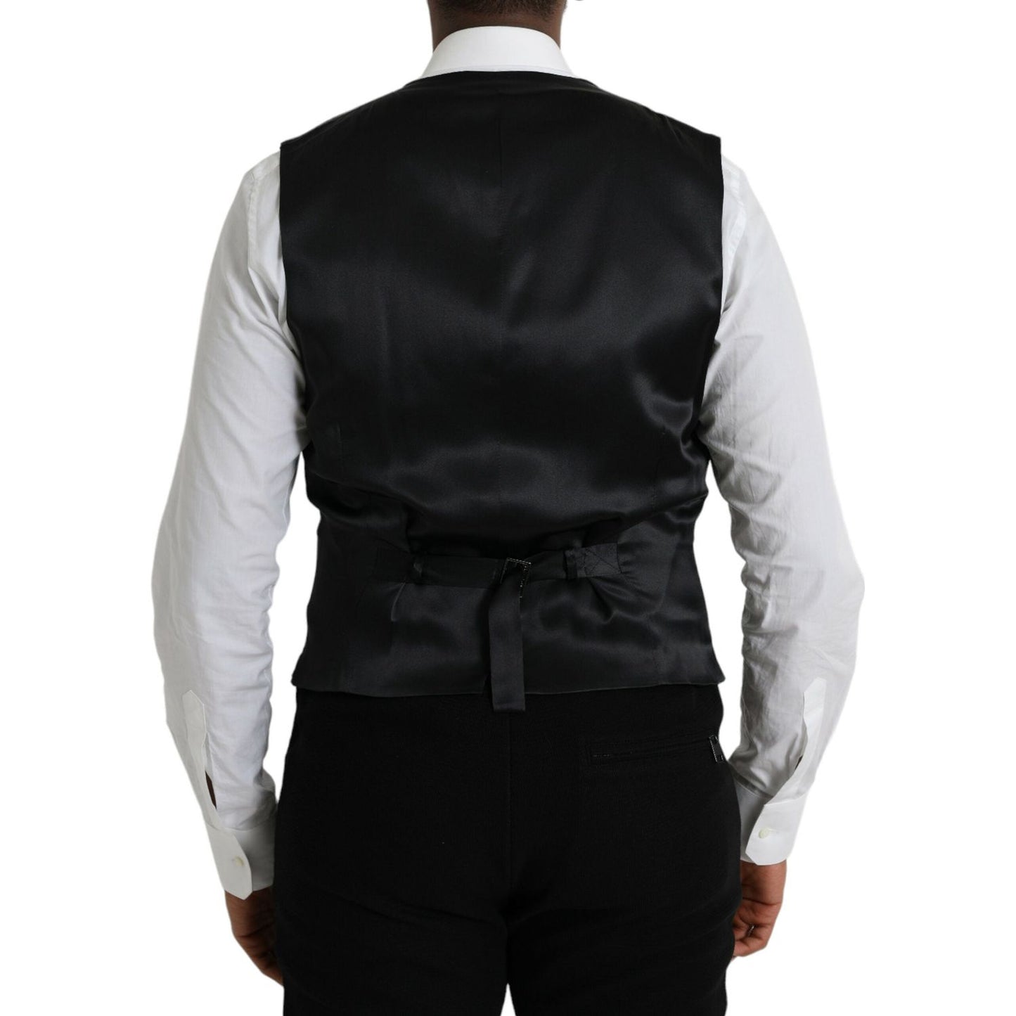 Dolce & Gabbana Black Wool Waistcoat Dress Formal Vest Dolce & Gabbana