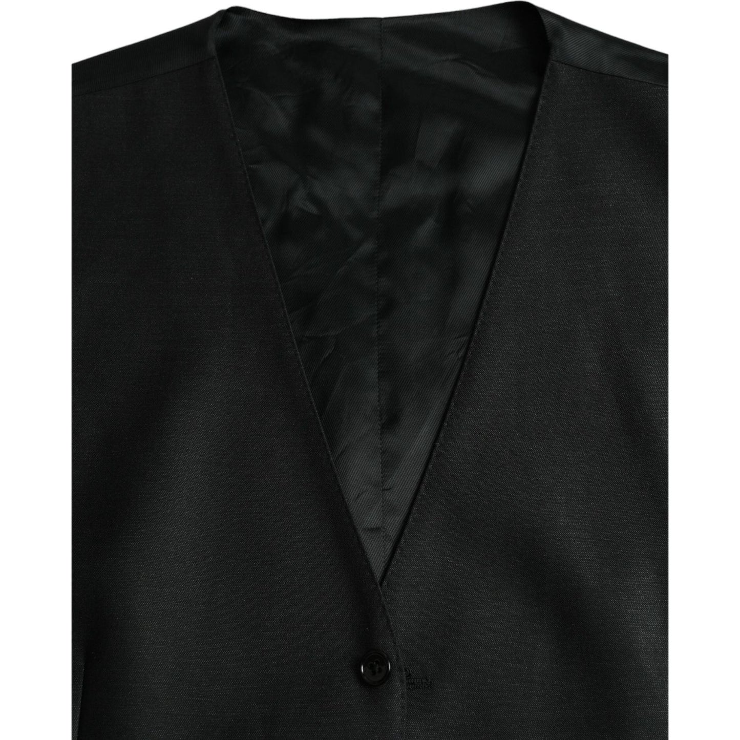 Dolce & Gabbana Black Wool Waistcoat Dress Formal Vest Dolce & Gabbana