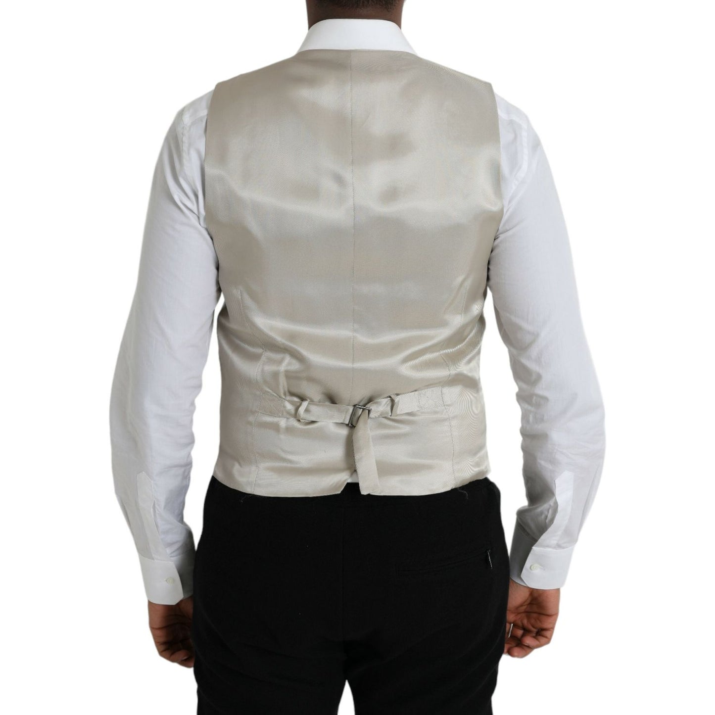 Dolce & Gabbana Light Gray Wool Formal Dress Waistcoat Vest Dolce & Gabbana