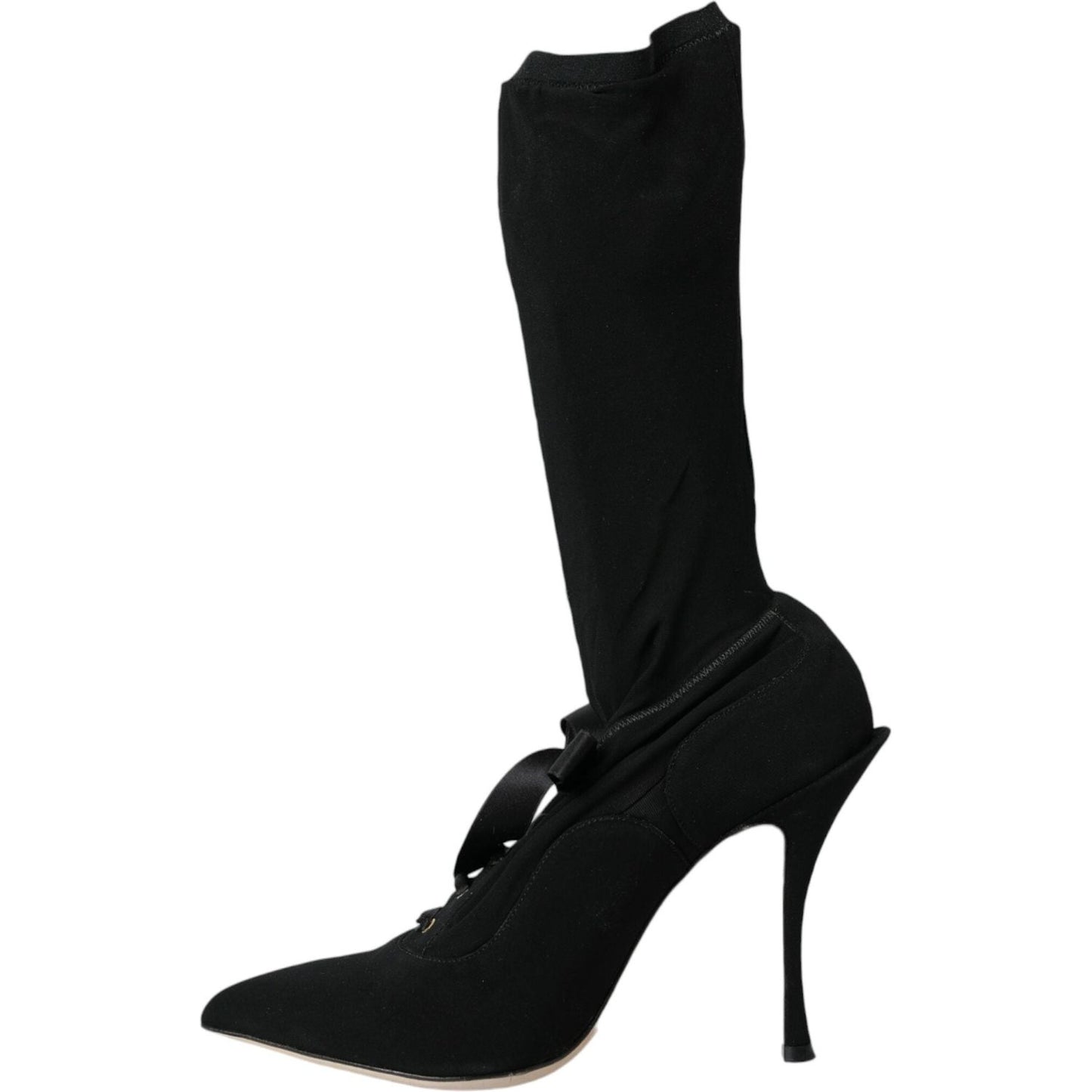 Dolce & Gabbana Black Stiletto Heels Mid Calf Boots Shoes Dolce & Gabbana