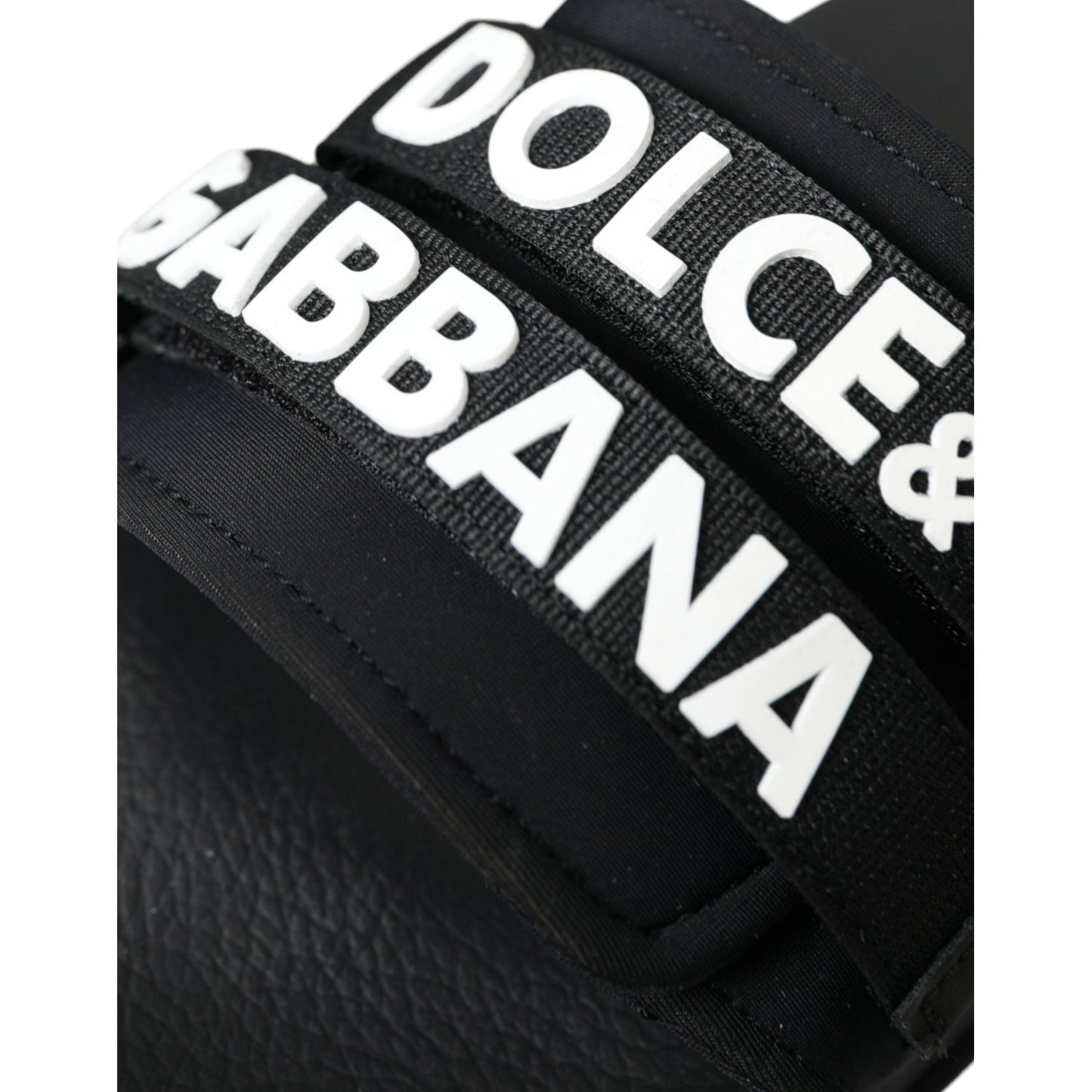 Dolce & Gabbana Black Neoprene Slides Flats Beachwear Shoes Dolce & Gabbana