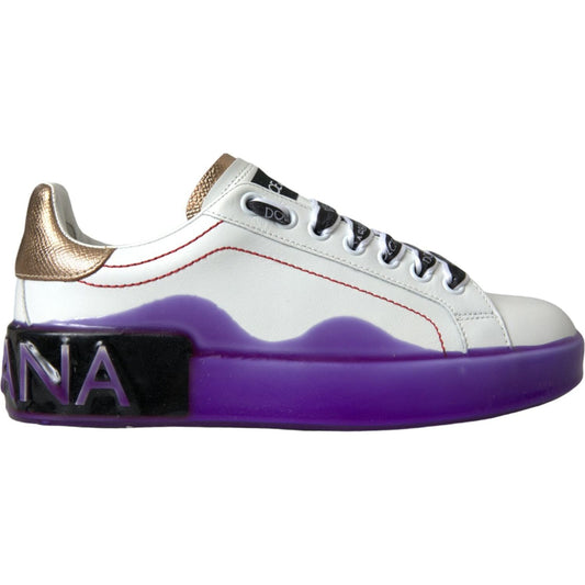 Dolce & Gabbana White Leather Portofino Low Top Sneakers Shoes Dolce & Gabbana