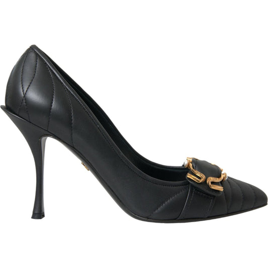 Dolce & Gabbana Black Devotion Leather Heels Pumps Shoes Dolce & Gabbana