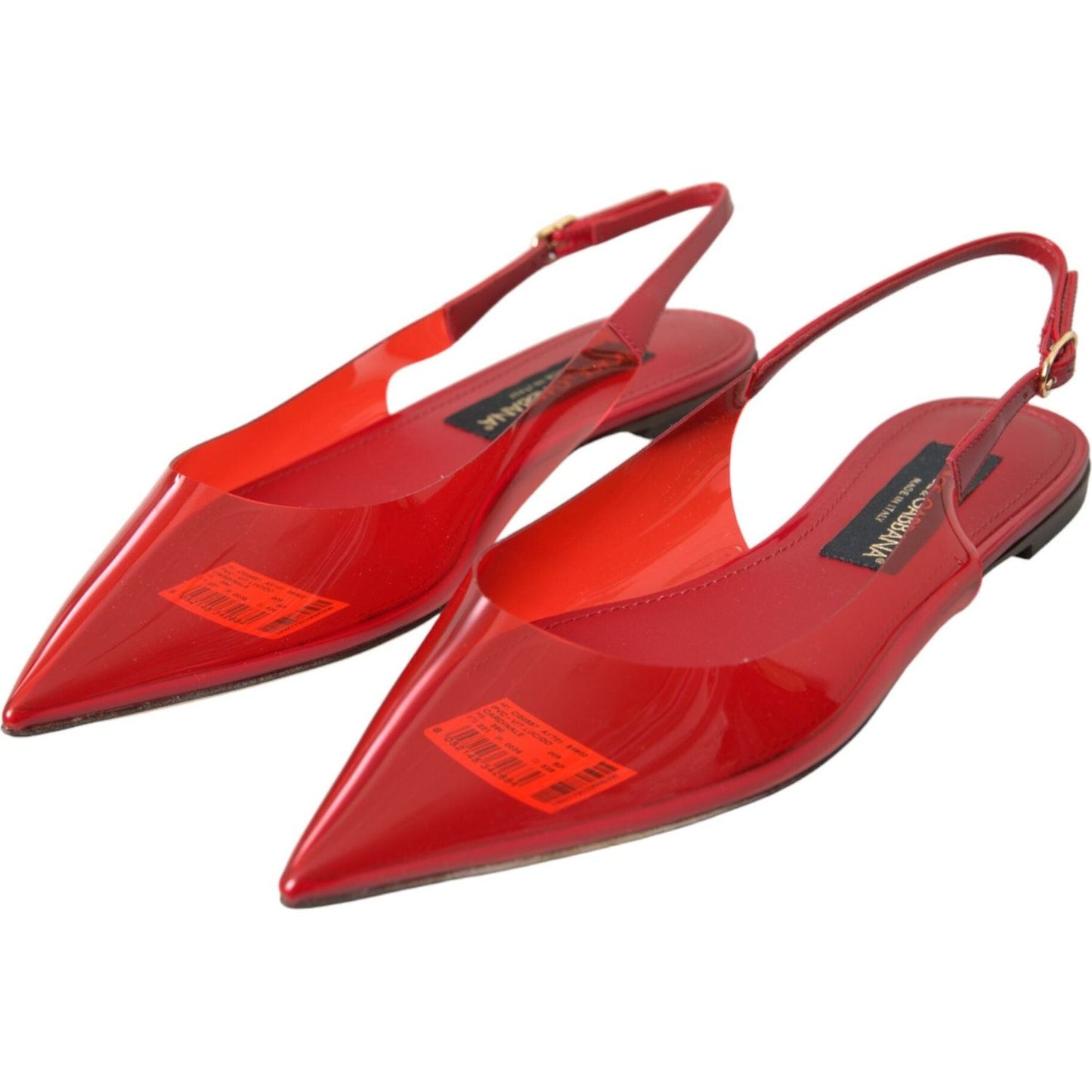 Dolce & Gabbana Red PVC Slingback Clear Flats Sandals Shoes Dolce & Gabbana