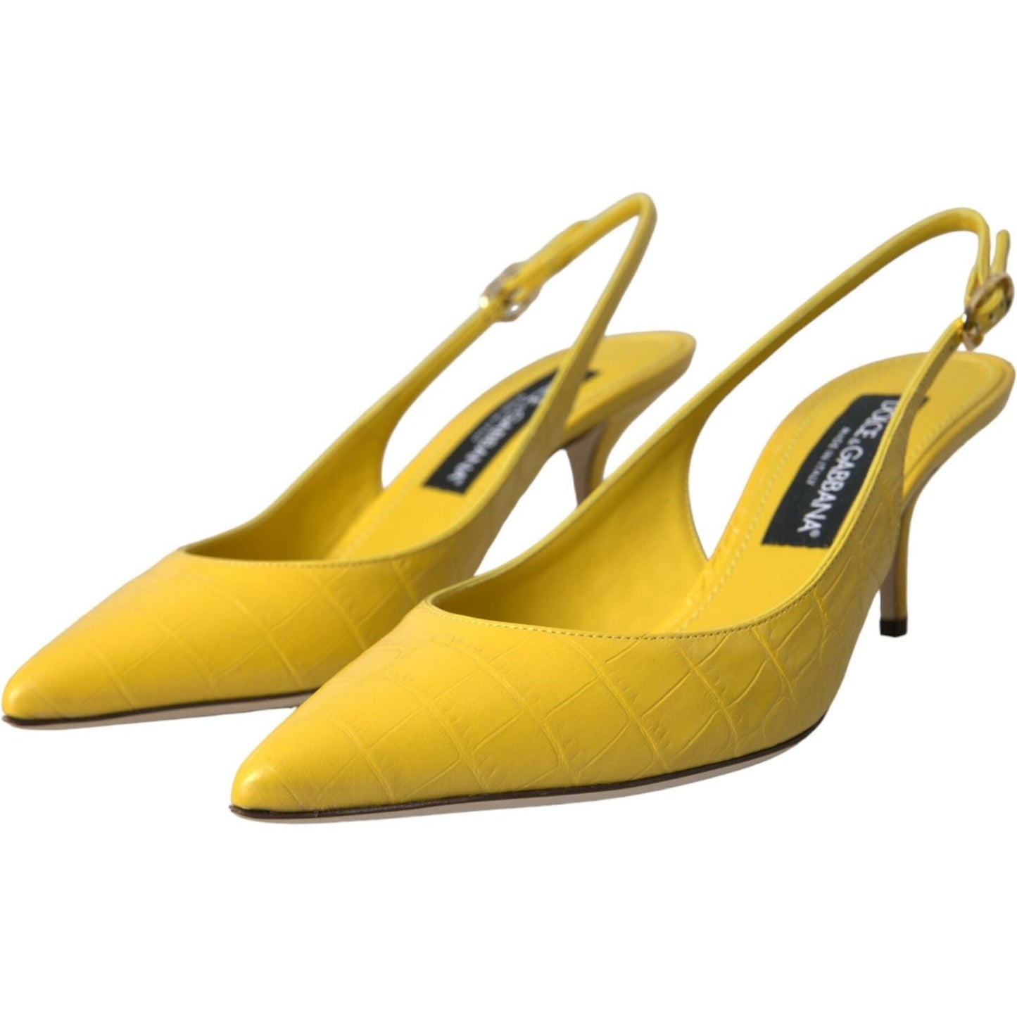 Dolce & Gabbana Yellow Leather Slingbacks Heels Shoes Dolce & Gabbana