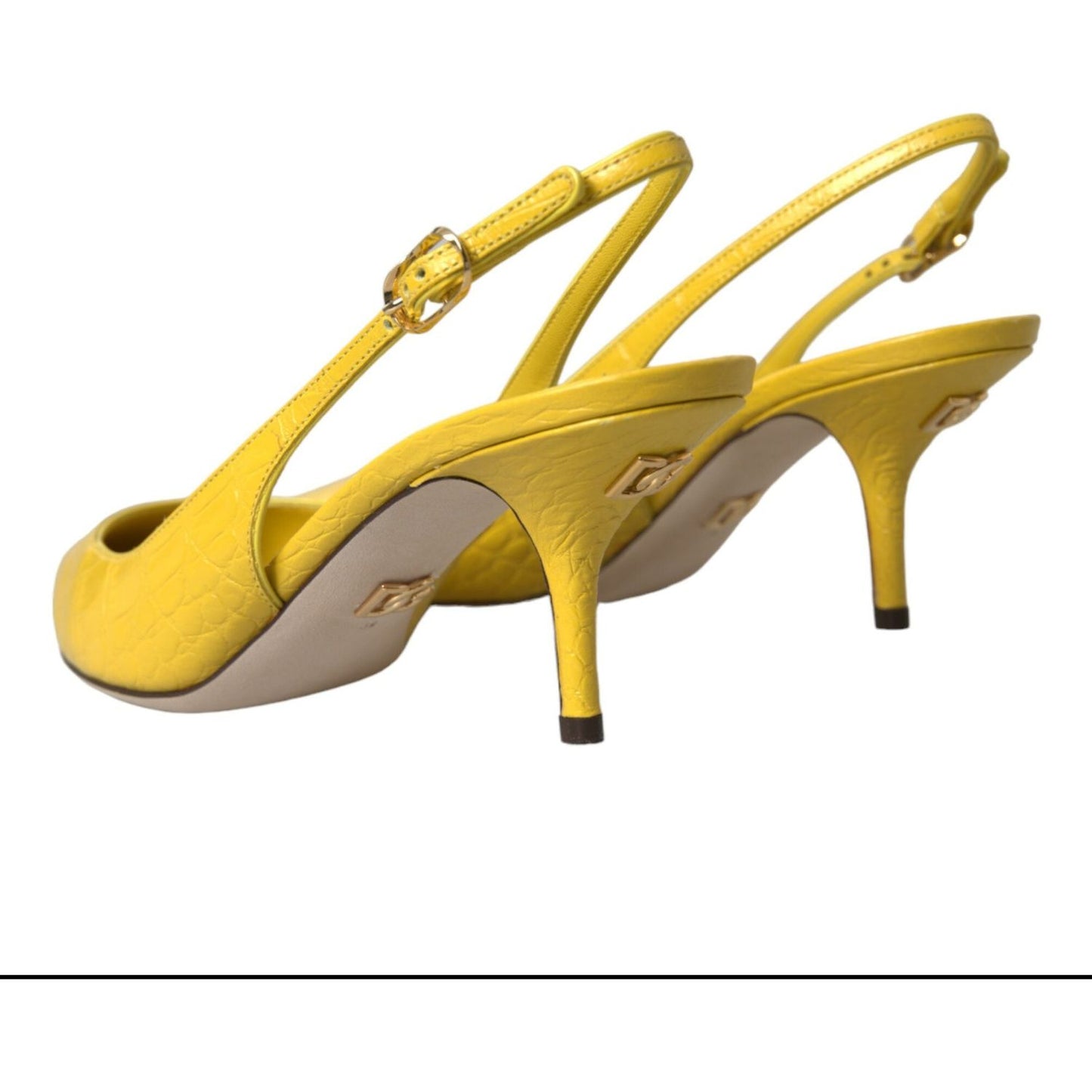 Dolce & Gabbana Yellow Leather Slingbacks Heels Shoes Dolce & Gabbana