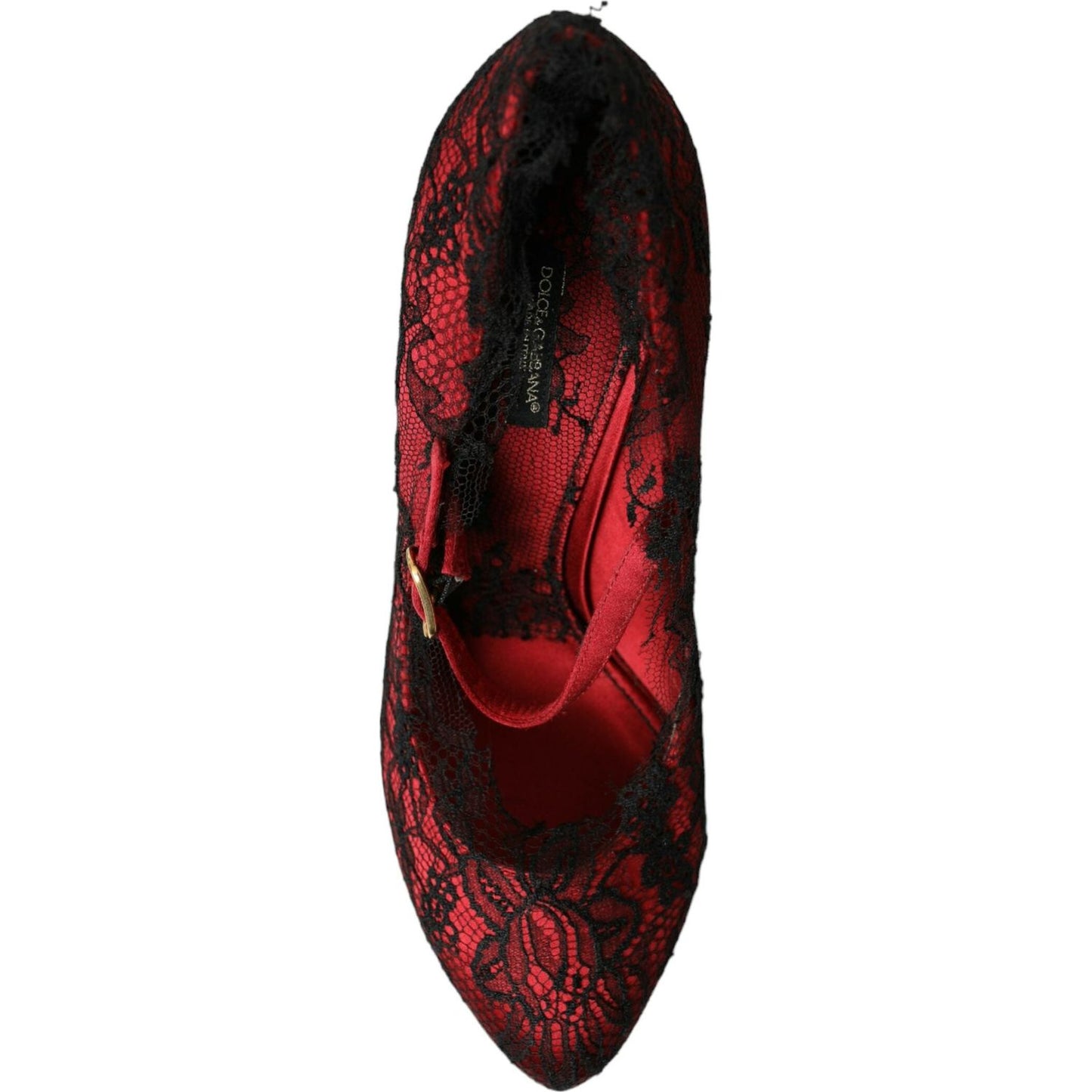 Dolce & Gabbana Red Black Floral Lace Mary Jane Pumps Shoes Dolce & Gabbana