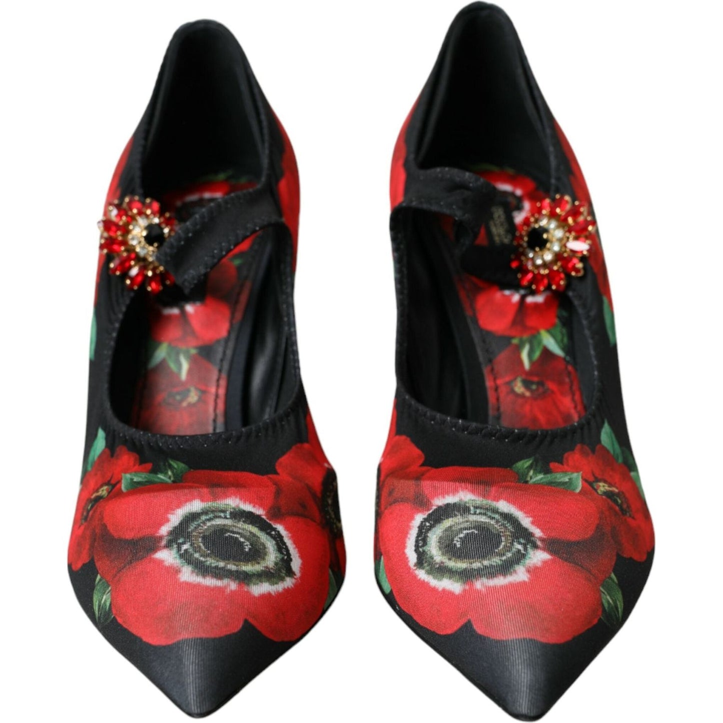 Dolce & Gabbana Black Floral Crystal Mary Jane Pumps Shoes Dolce & Gabbana