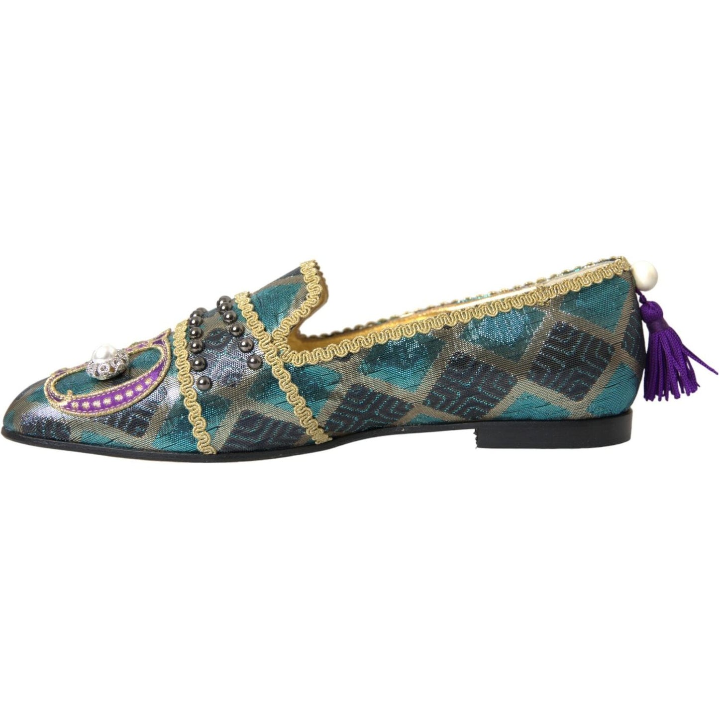 Dolce & Gabbana Multicolor Jacquard Embellished Loafers Shoes Dolce & Gabbana