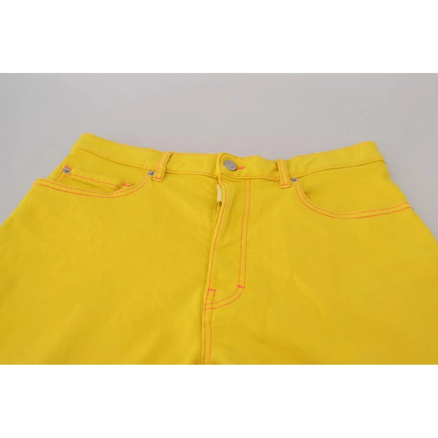 Dsquared² Yellow Cotton High Waist Baggy Women Hotpants Shorts Dsquared²