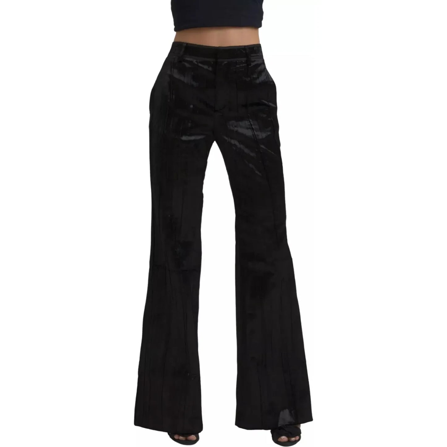 Dsquared² Black Viscose Super Flare High Waist Pants Dsquared²