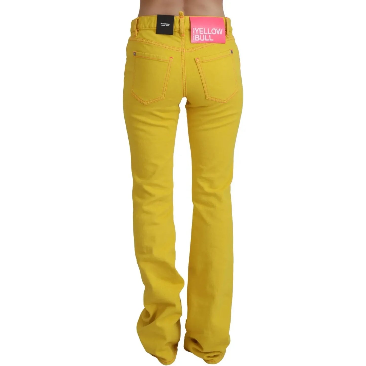 Dsquared² Yellow Cotton Mid Waist Flare Denim Trouser Jeans Dsquared²