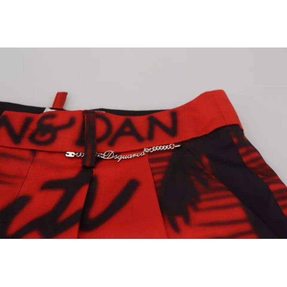 Dsquared² Red Printed High Waist Wide Leg Cropped Pants Dsquared²