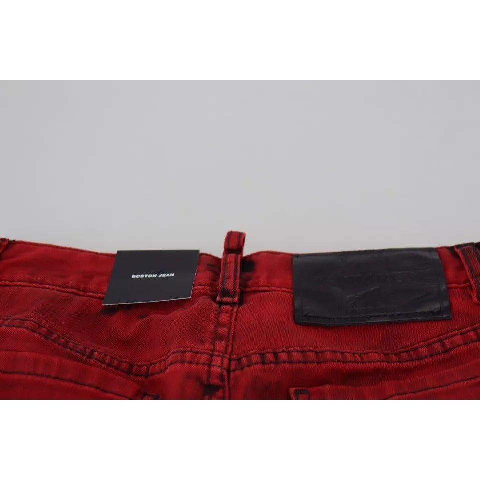 Dsquared² Red Low Waist Cotton Stretch Skinny Pants Dsquared²