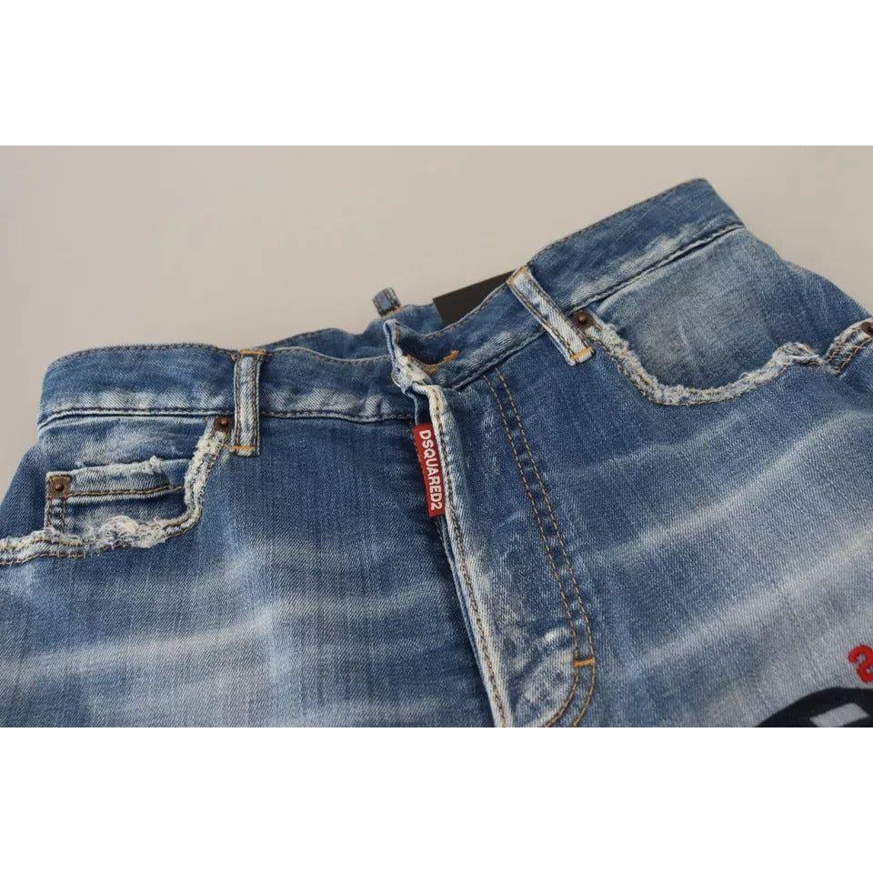 Dsquared² Blue Washed High Waist Straight Denim Boston Jeans Dsquared²