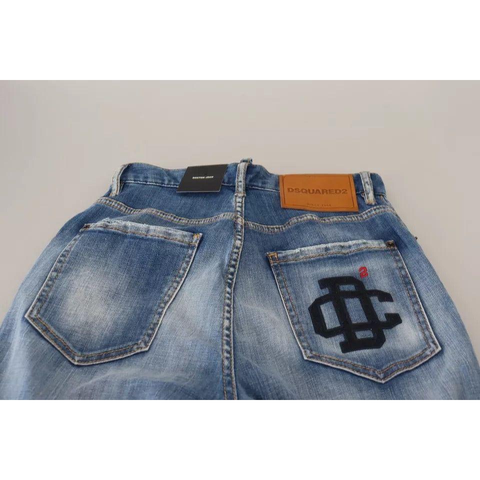 Dsquared² Blue Washed High Waist Straight Denim Boston Jeans Dsquared²