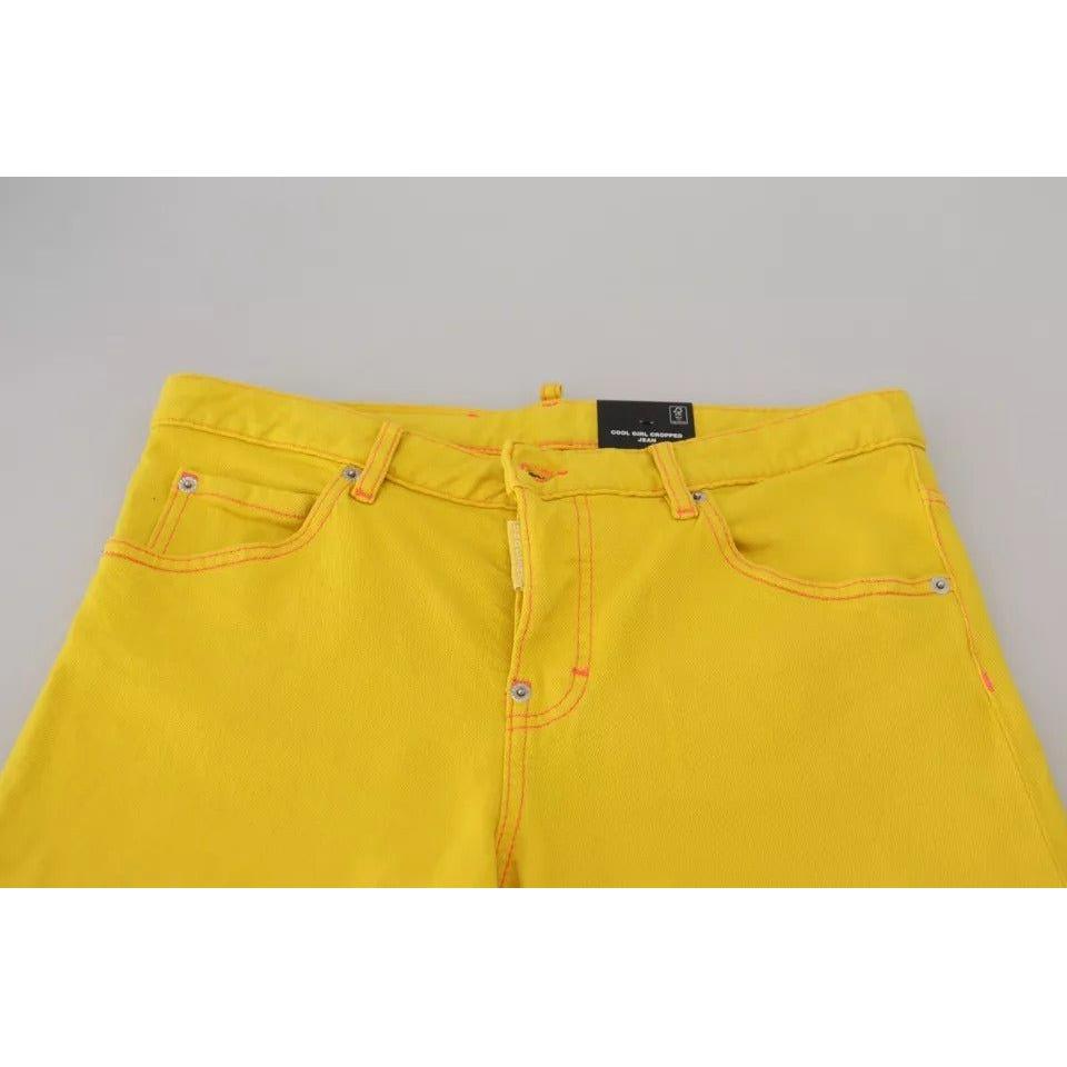 Dsquared² Yellow Cotton Low Waist Crop Denim Cool Girl Jeans Dsquared²