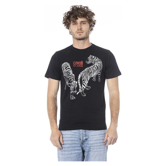 Cavalli Class Black Cotton Men T-Shirt Cavalli Class