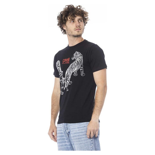 Cavalli Class Black Cotton Men T-Shirt Cavalli Class