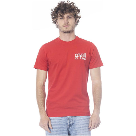 Cavalli Class Red Cotton Men T-Shirt Cavalli Class