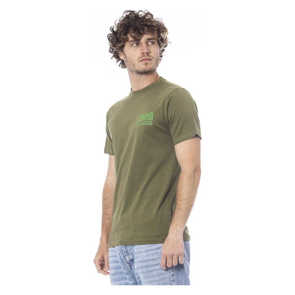 Cavalli Class Green Cotton Men T-Shirt Cavalli Class