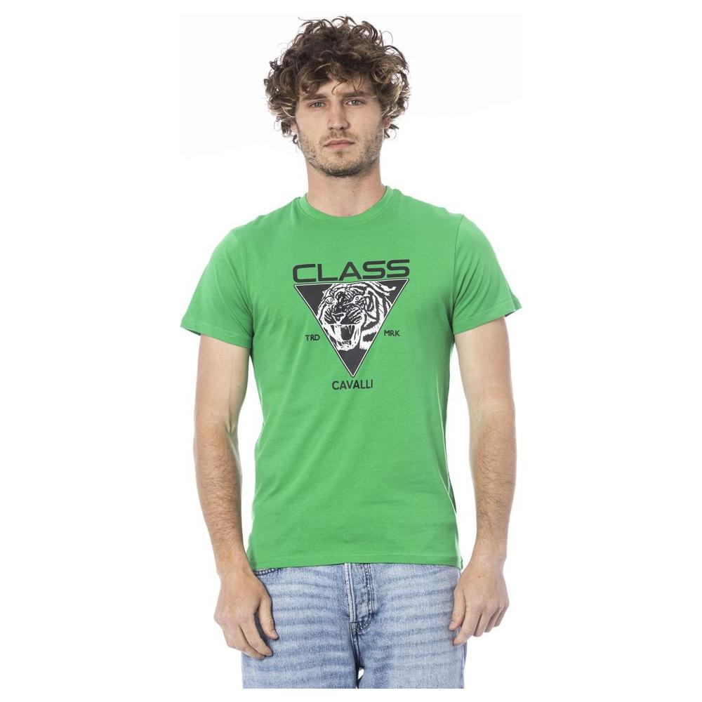 Cavalli Class Green Cotton Men T-Shirt