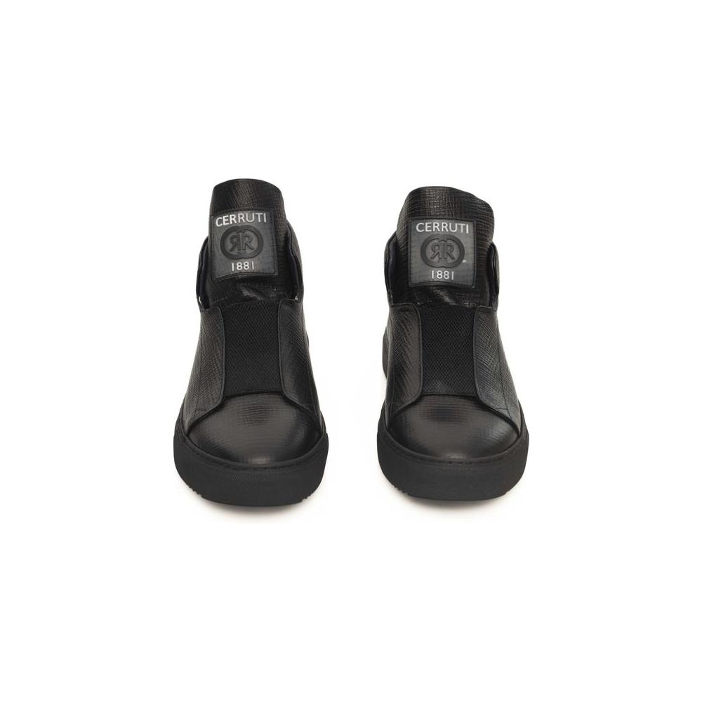 Cerruti 1881 Black Calfskin Men Sneaker