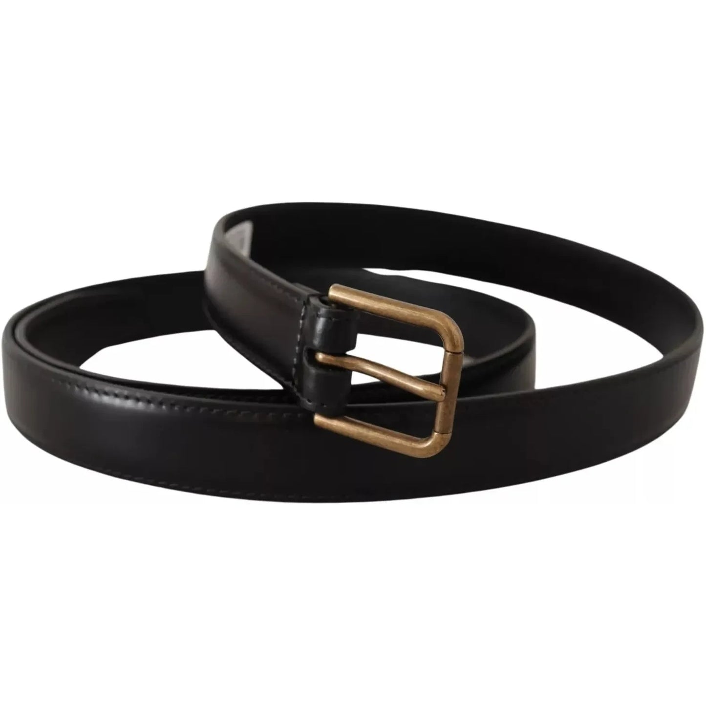 Dolce & Gabbana Black Classic Calf Leather Vintage Metal Buckle Belt Dolce & Gabbana