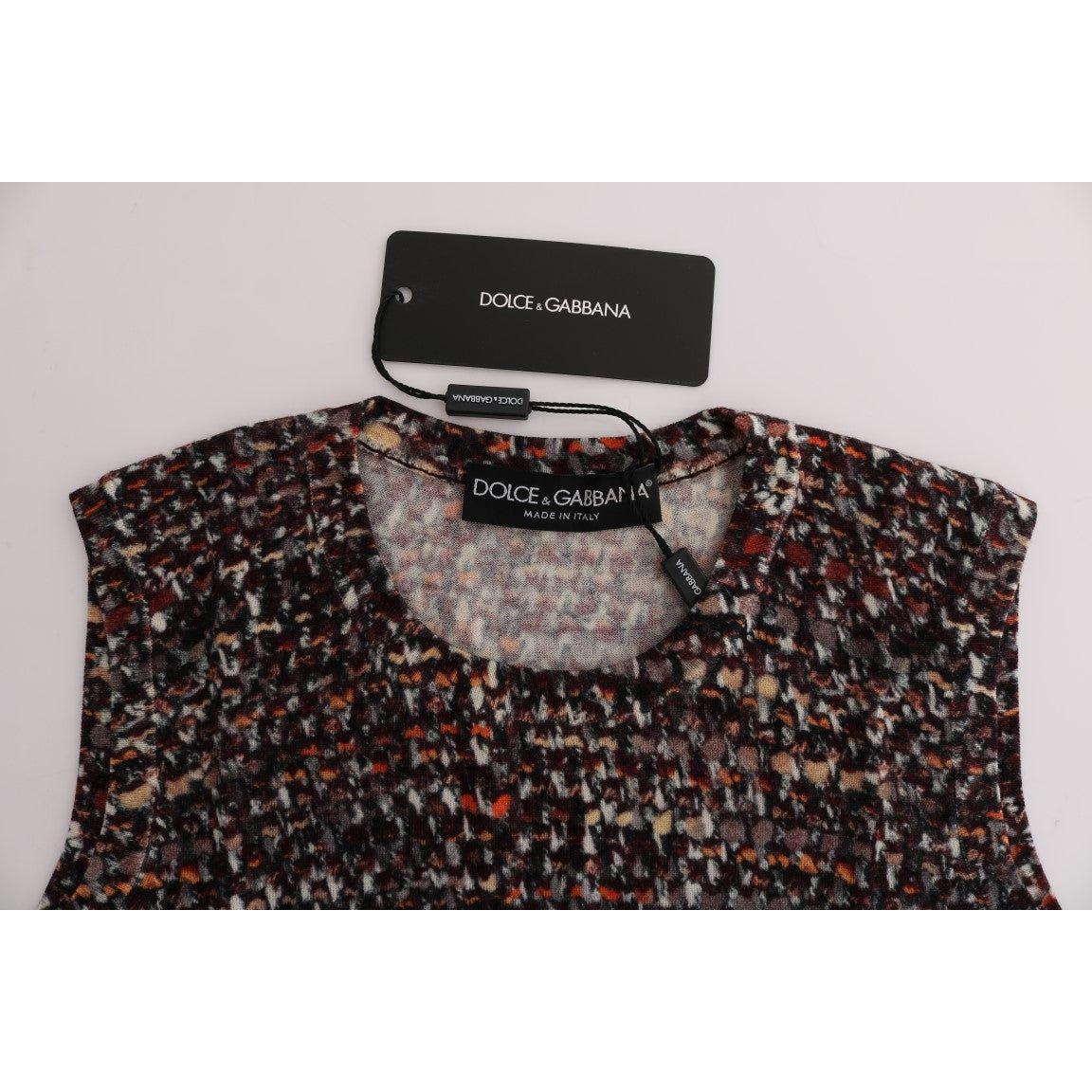 Dolce & Gabbana Sleeveless Multicolor Knit Wool Top Dolce & Gabbana